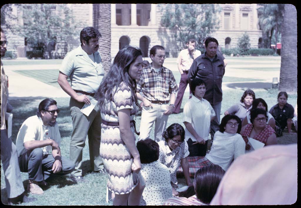 CPLC Co-Founder Gustavo Gutierrez with Dolores Huerta Rallying Farmworkers at AZ State Capitol